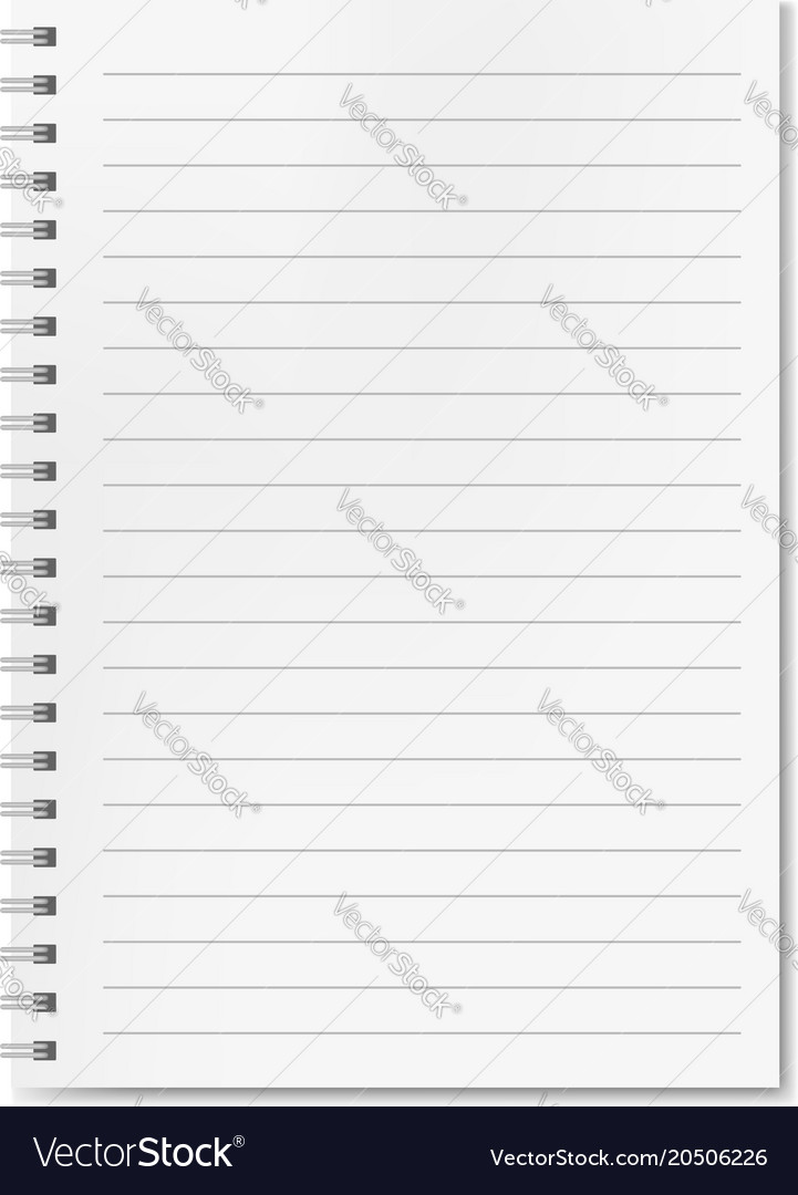 Blank realistic lined notebook with shadow