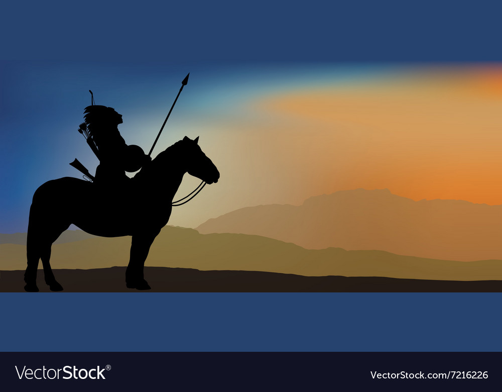 Brave indian warrior in mountains Royalty Free Vector Image