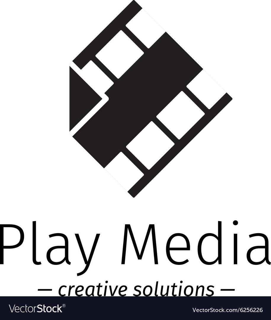 Film logo with play sign Media business Royalty Free Vector