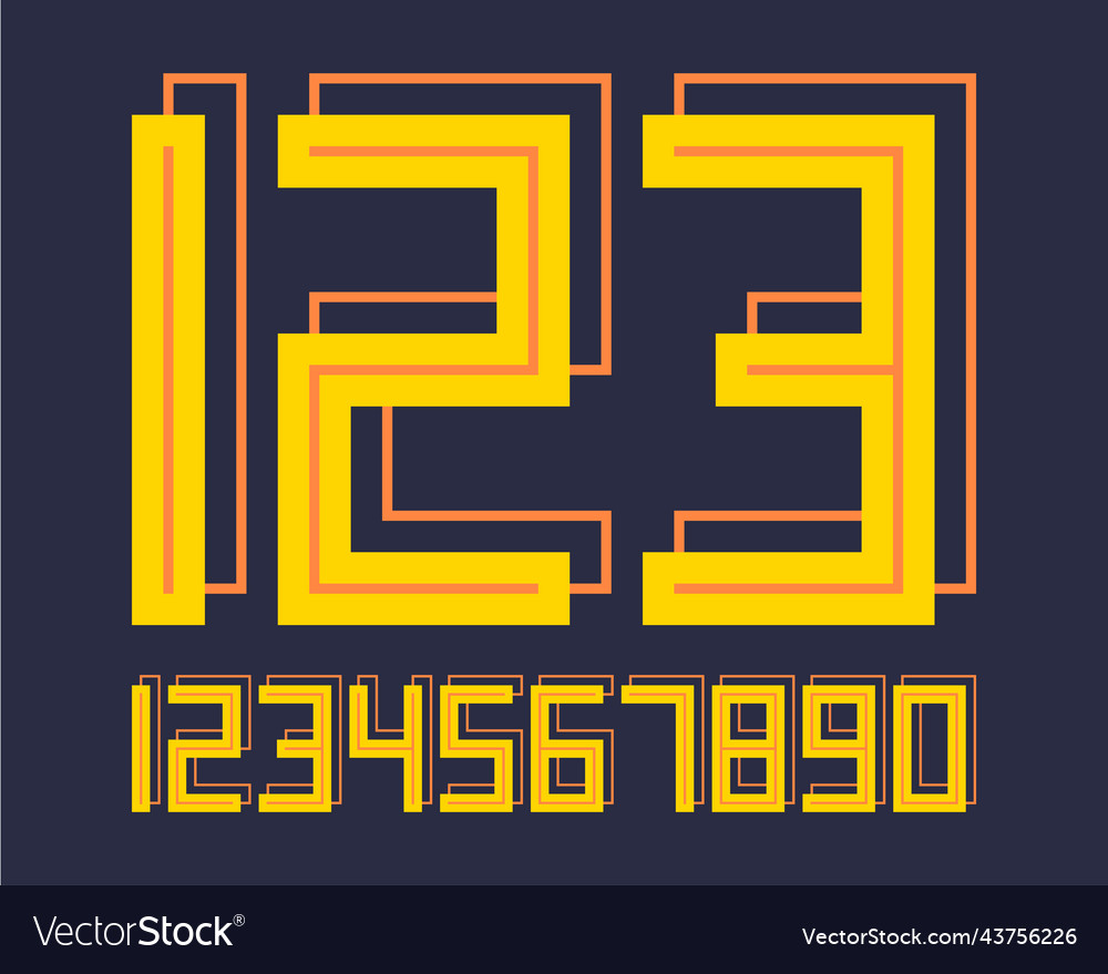 Geometric font 3d effect design numbers space
