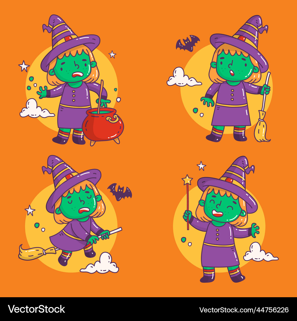 Hand drawn halloween witches collection design Vector Image