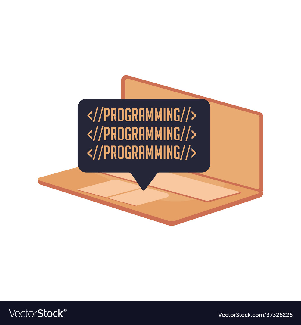 Isolated codes laptop programming vector image Isolated codes laptop programming