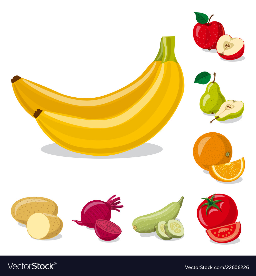 Isolated object of vegetable and fruit icon set