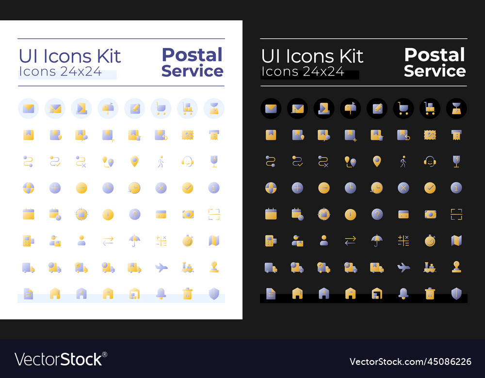 Mail service flat gradient two-color ui icons set vector image Mail service flat gradient two-color ui icons set