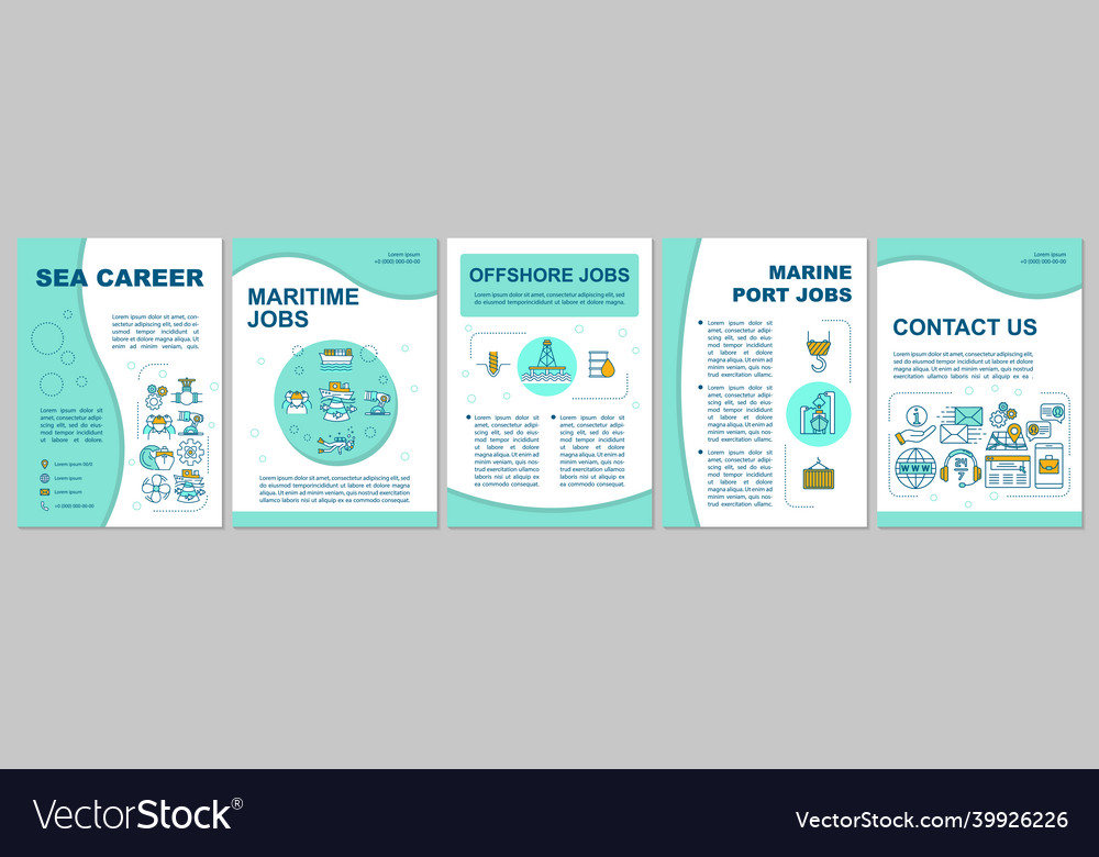 Maritime Jobs Brochure Template Marine Royalty Free Vector