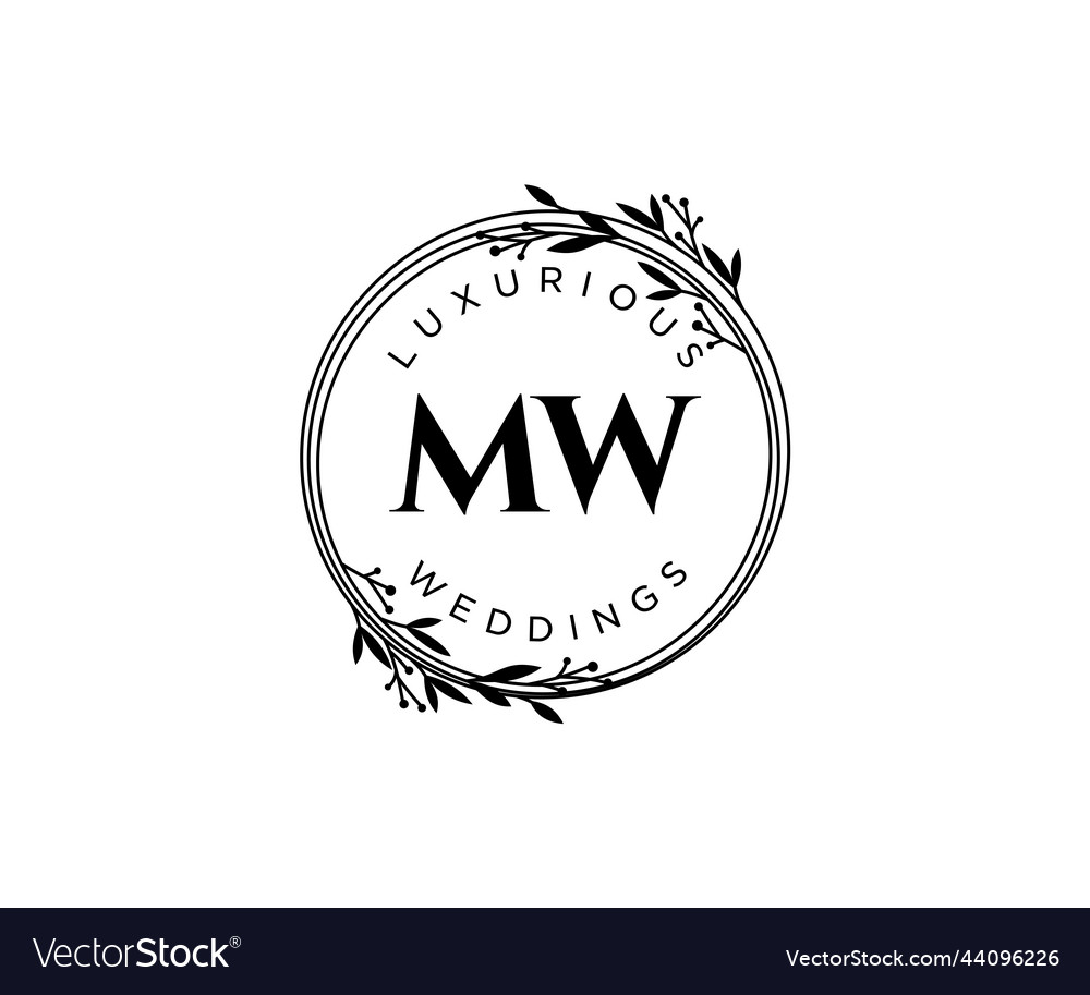 Mw initials letter wedding monogram logos Vector Image