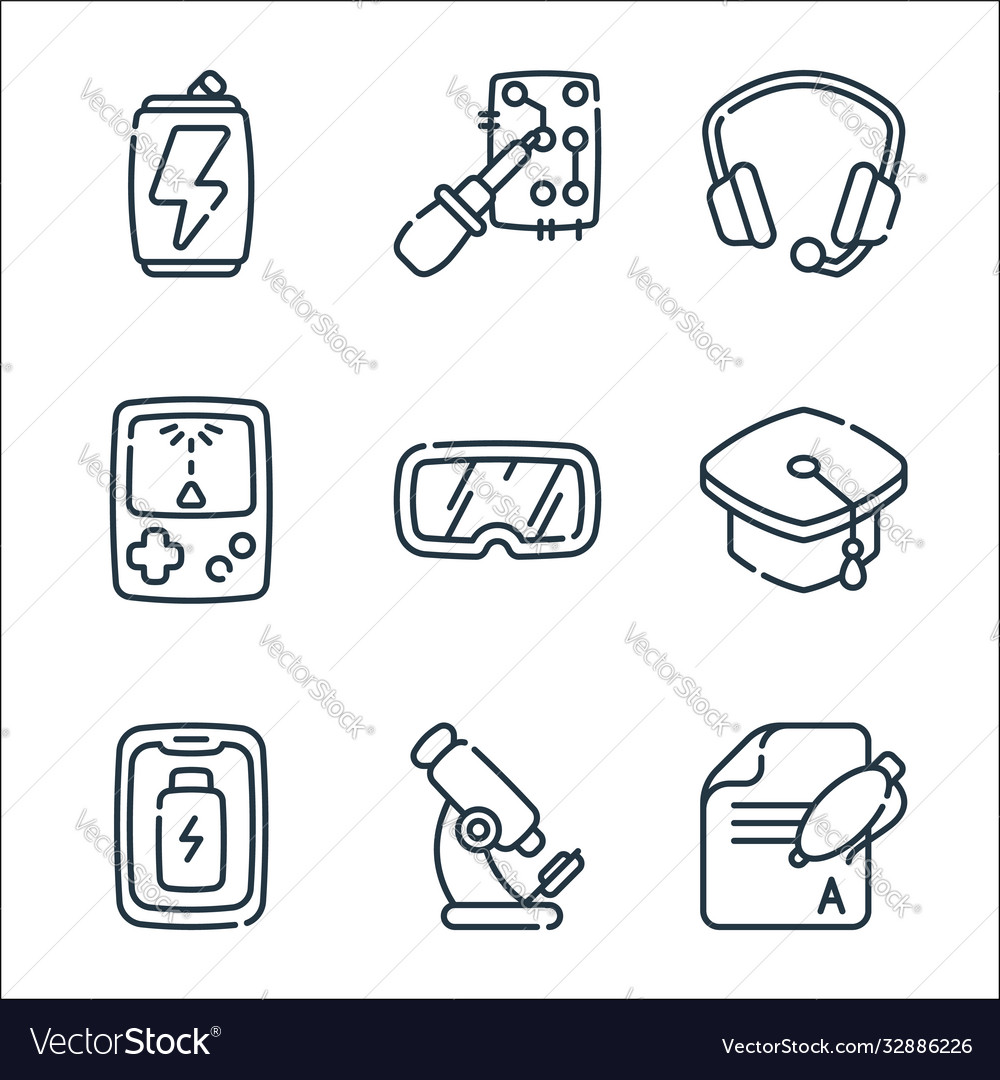Nerd line icons linear set quality vector image Nerd line icons linear set quality
