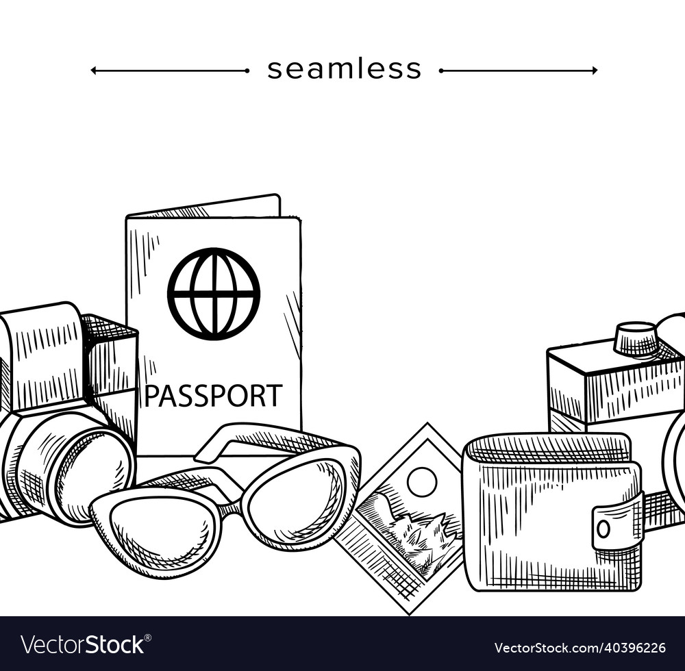 Seamless pattern vacation theme doodle