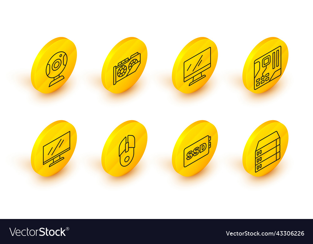 Zeilenserver Daten Web Hosting ssd Karte einstellen Vector Image Zeilenserver Daten Web Hosting ssd Karte einstellen