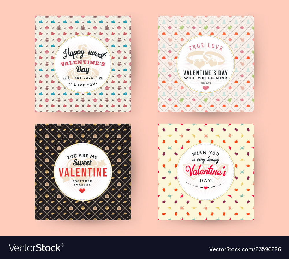 Set of happy valentines day typography greeting