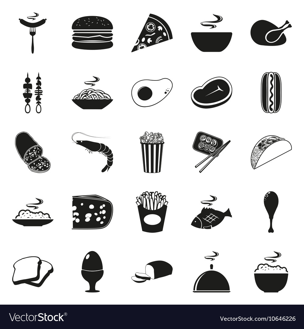 Simple black style food icon set