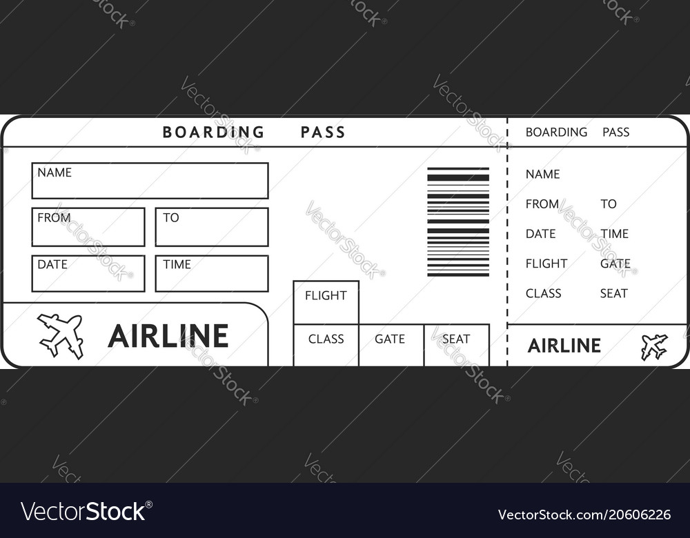 Thin line example ticket on plane with text Vector Image