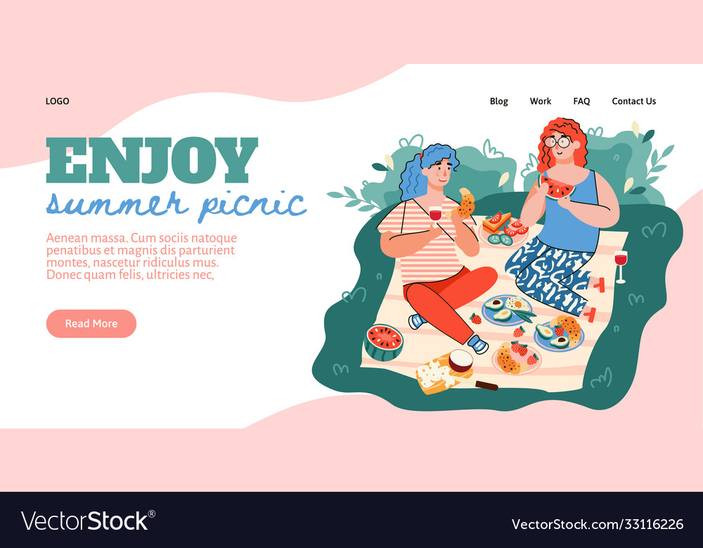 Website interface with header calling to enjoy vector image Website interface with header calling to enjoy