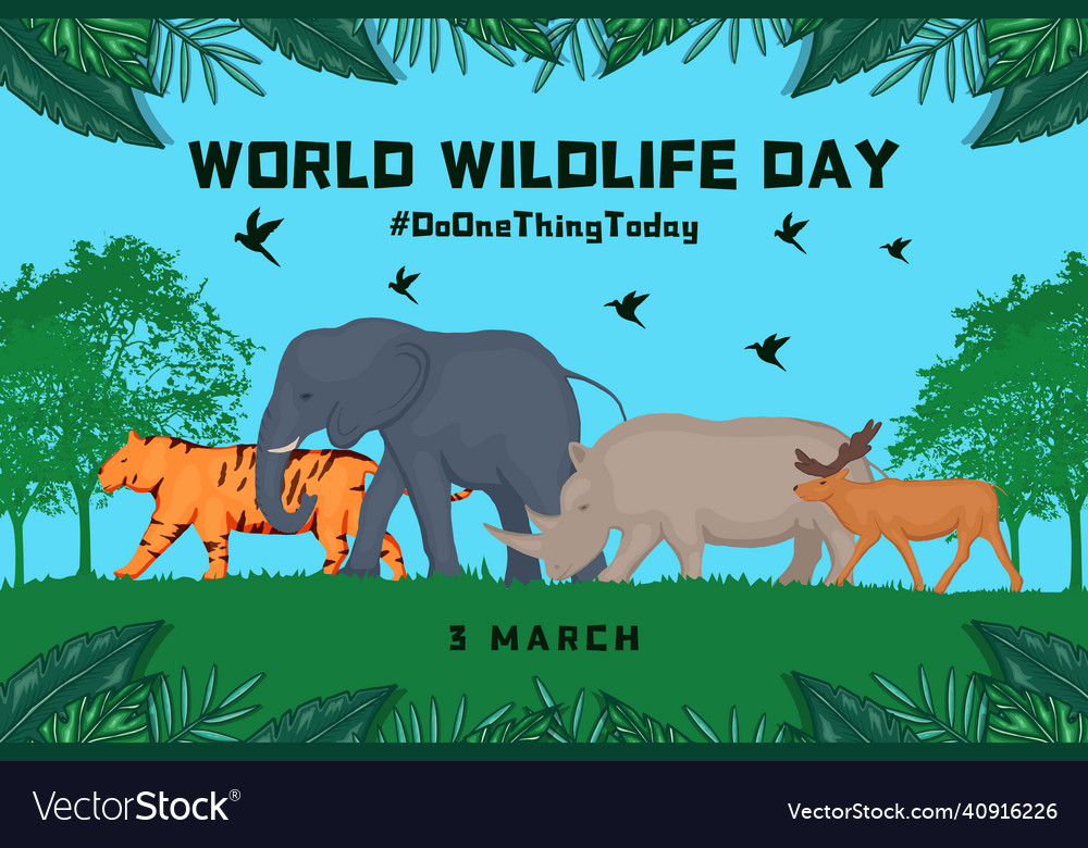 World wildlife day flat design with ornate text