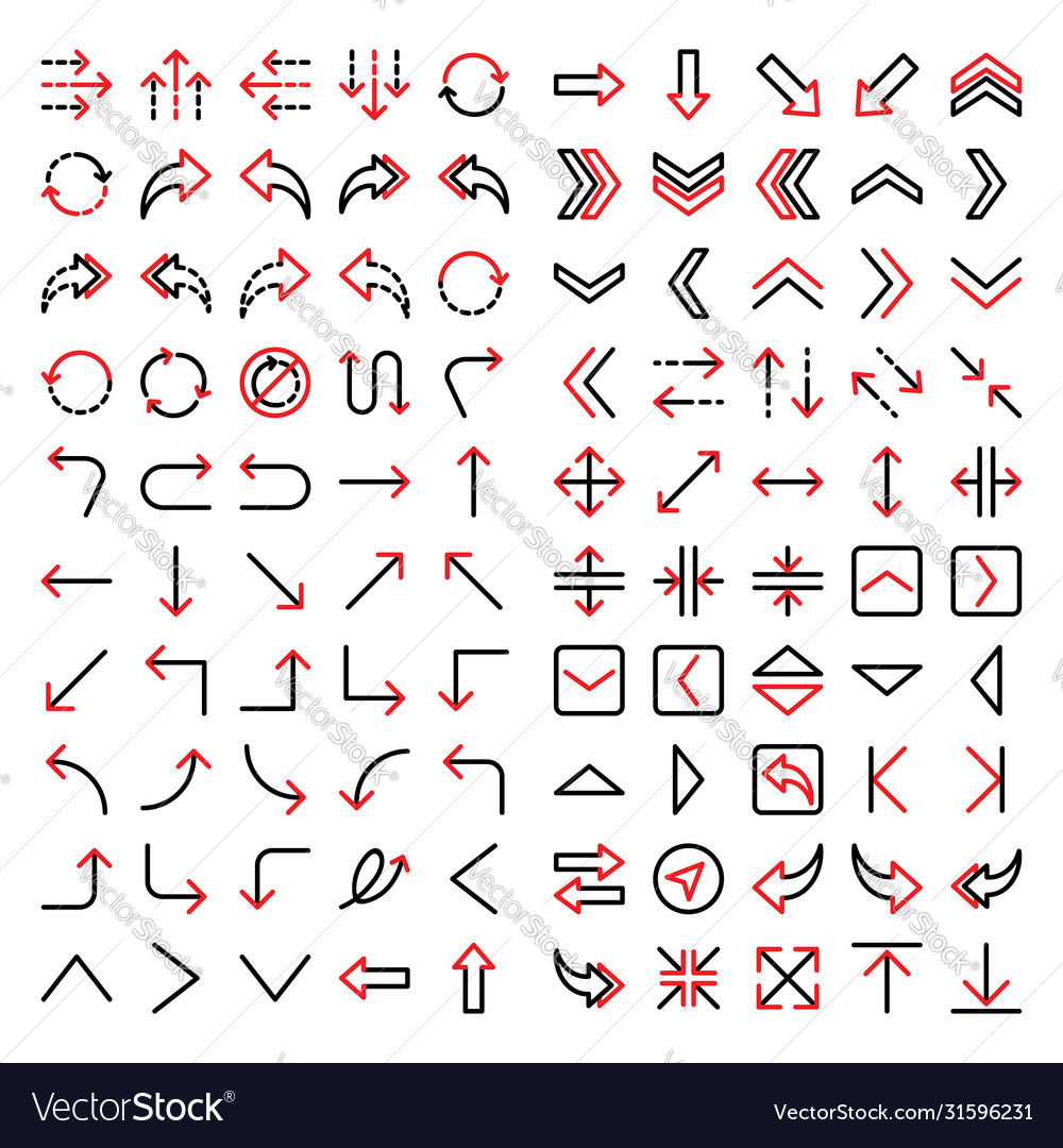 Pfeilsymbol-Set enthalten Pfeilsymbol quadratisch rot vector image Pfeilsymbol-Set enthalten Pfeilsymbol quadratisch rot