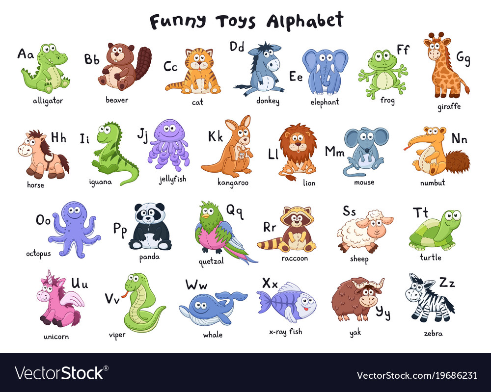 Download Cartoon animals alphabet Royalty Free Vector Image