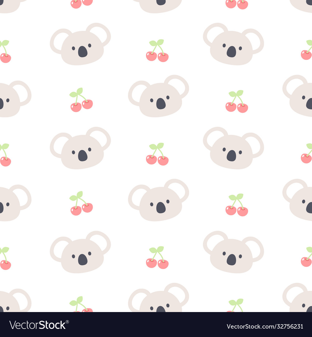 Cute koala bear and cherry seamless pattern