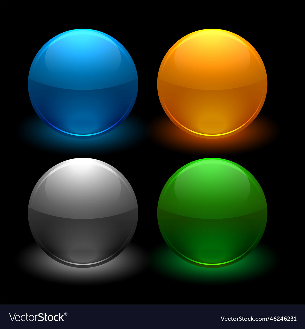 Glossy buttons set in four colors
