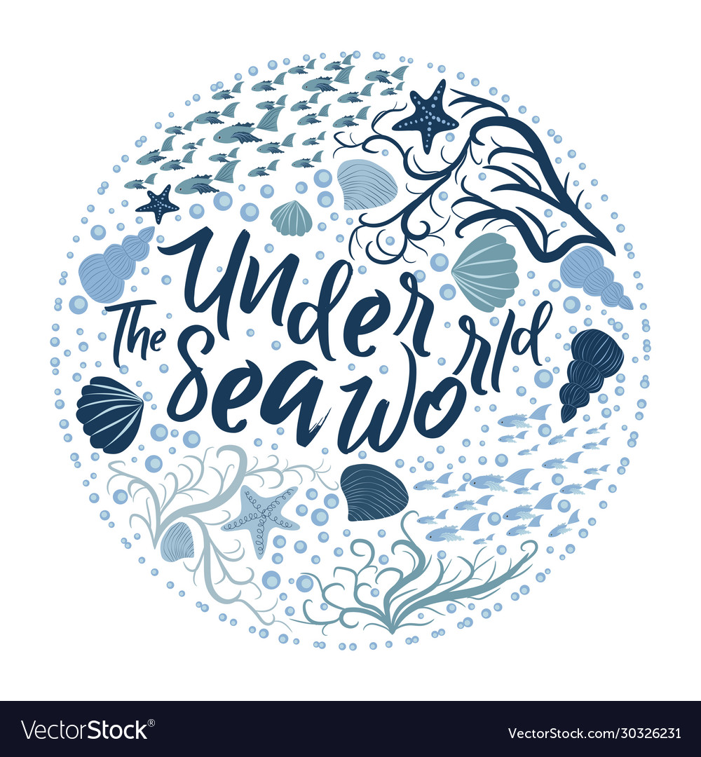 Hand drawn poster lettering quote underwater Vector Image