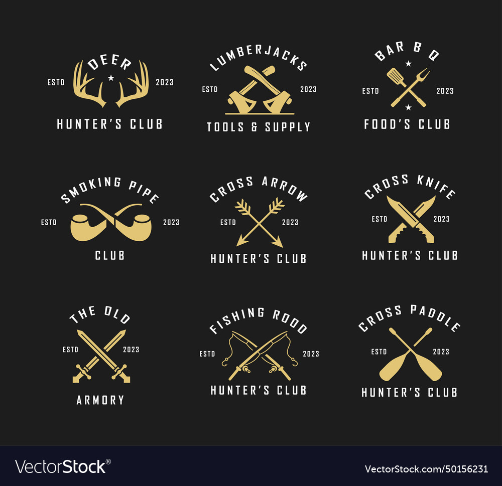 Labels and logotypes design set retro typography