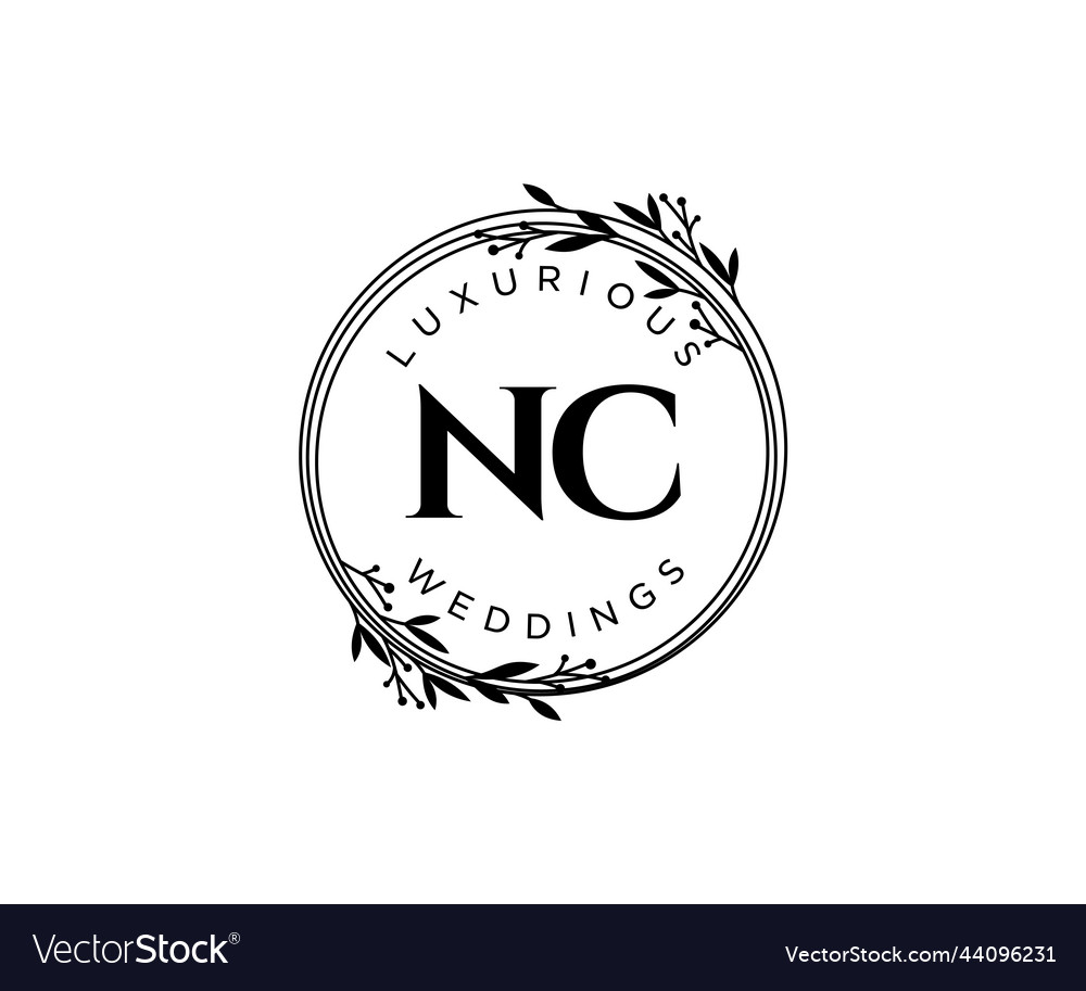 Nc initials letter wedding monogram logos