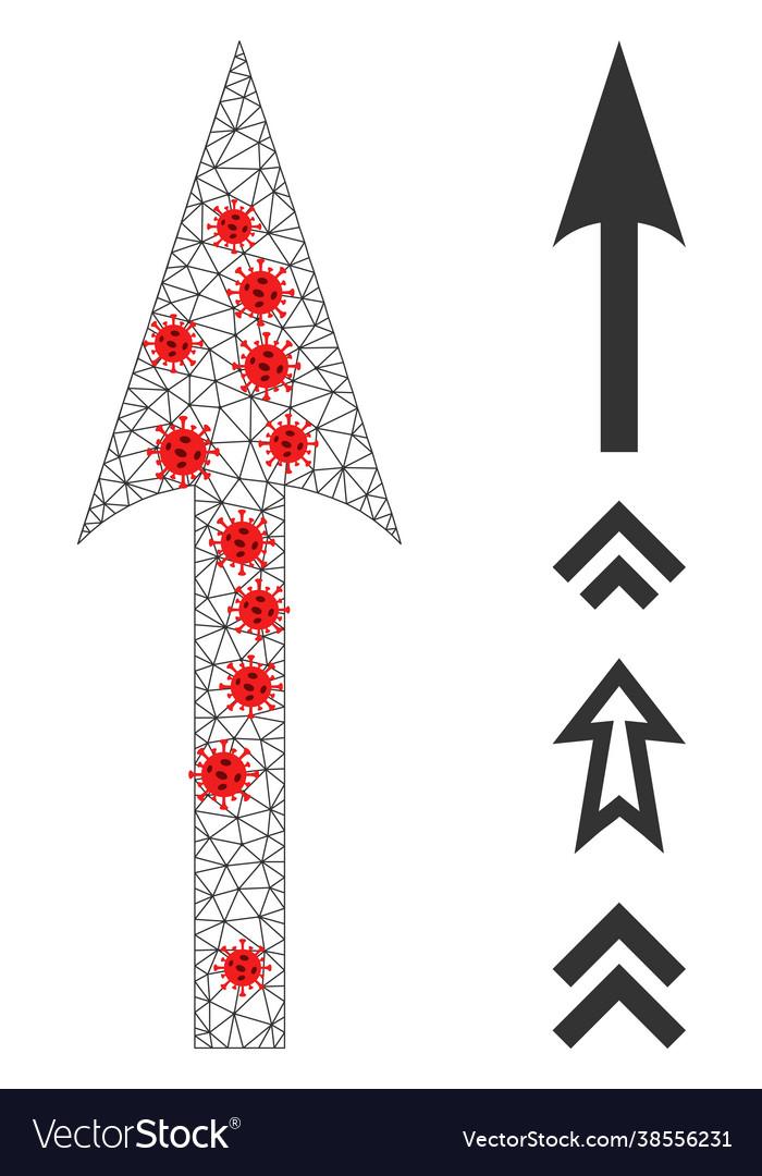 Polygonal mesh sharp arrow up icon with pathogen vector image Polygonal mesh sharp arrow up icon with pathogen