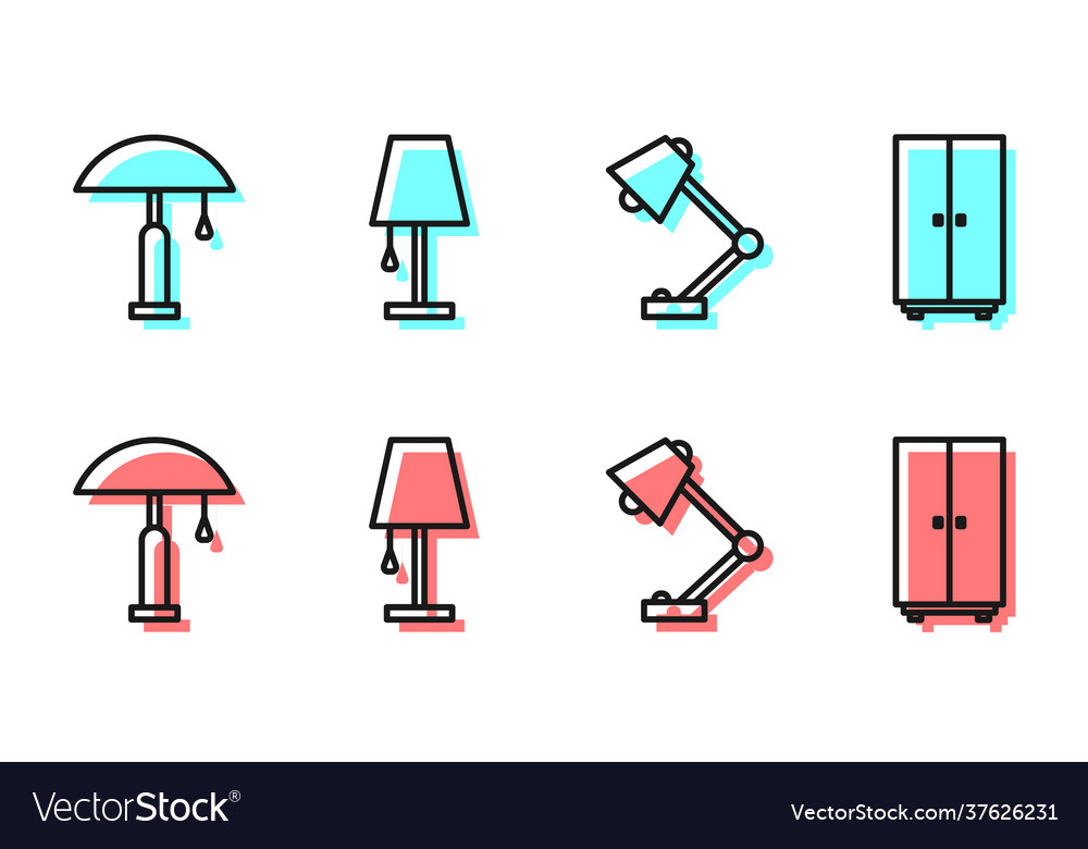 Set line table lamp Vector Image Set line table lamp