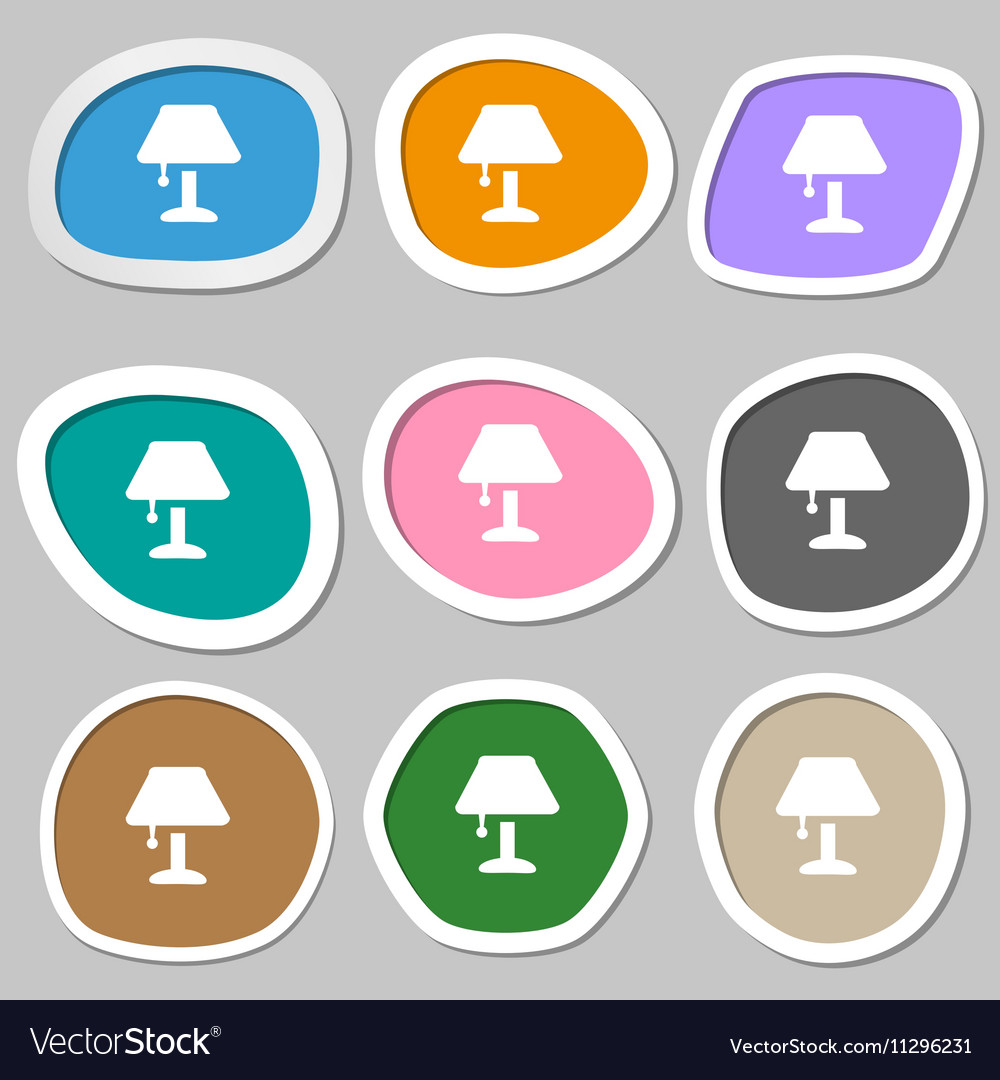 Table lamp icon symbols multicolored paper