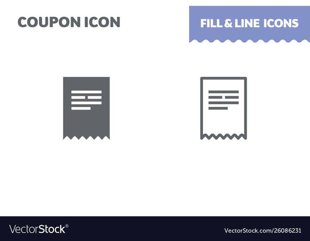 Ticket icon fill and line flat design ui vector image Ticket icon fill and line flat design ui
