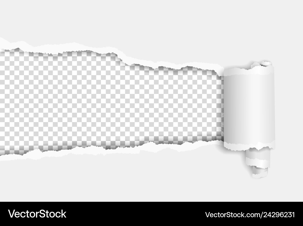 Torn elongated hole in white sheet with wrapped Vector Image