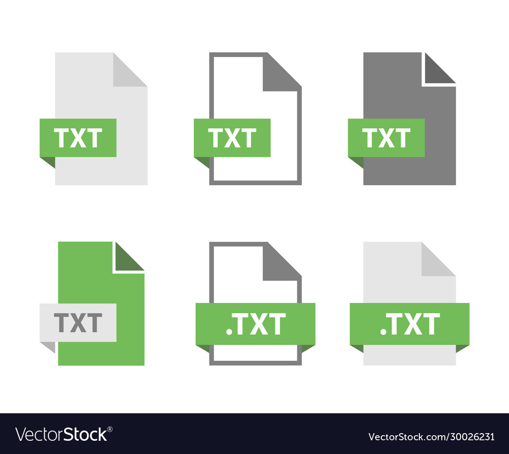 Txt files document icon set txt file format sign Vector Image