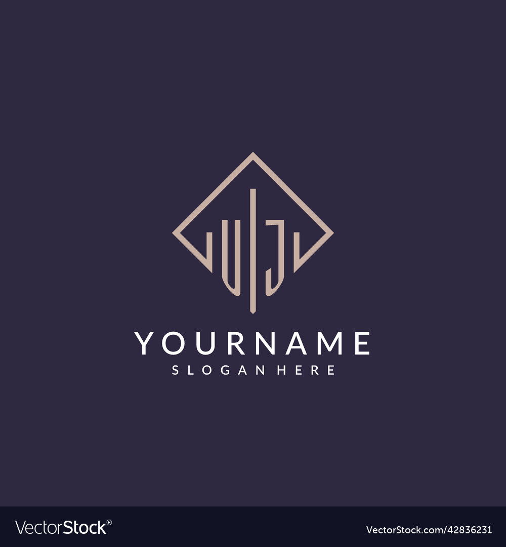 Uj initial monogram logo with rectangle style