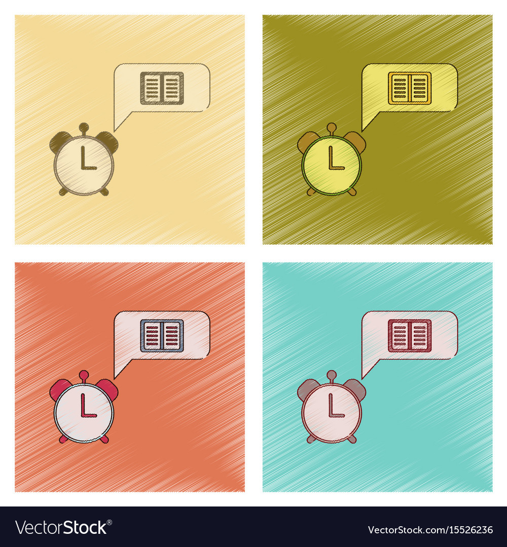 Assembly flat shading style icon book alarm clock