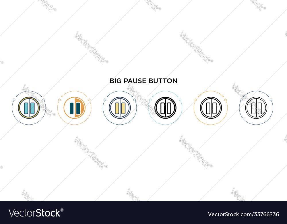 Big pause button icon in filled thin line outline vector image Big pause button icon in filled thin line outline