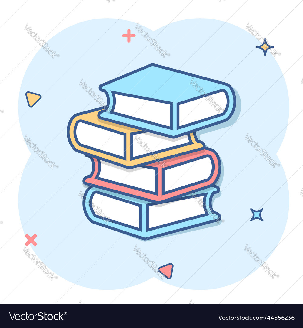 Book library icon in comic style encyclopedia Vector Image