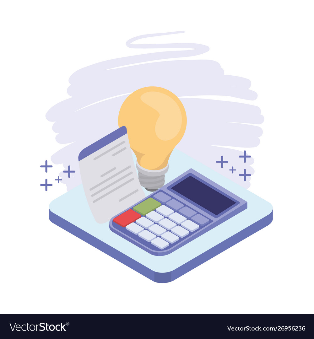 Calculator with sheet paper on white background Vector Image