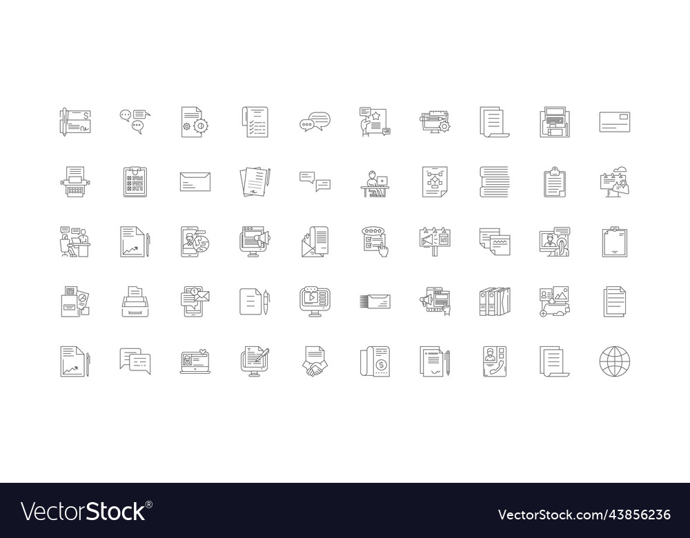 Copywriting ideas linear icons line signs set