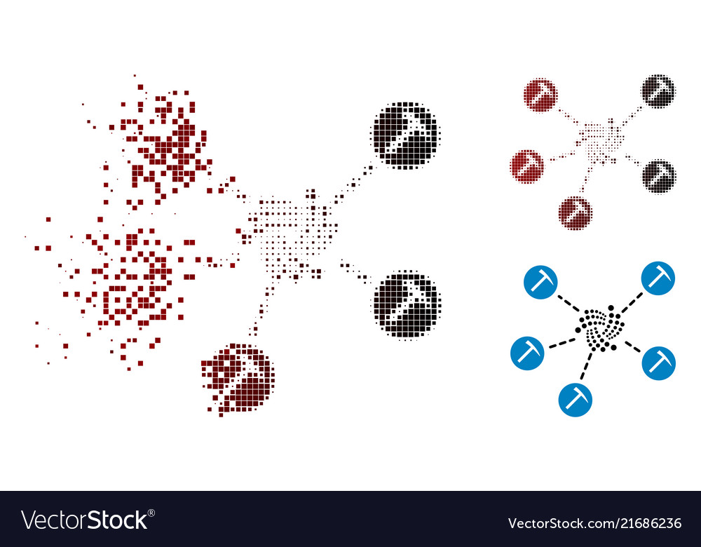 Disintegrating pixelated halftone iota mining Vector Image Disintegrating pixelated halftone iota mining
