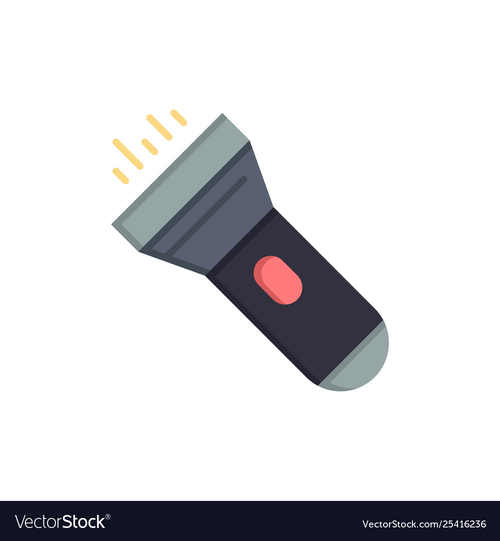 Flashlight light torch flash flat color icon vector image Flashlight light torch flash flat color icon