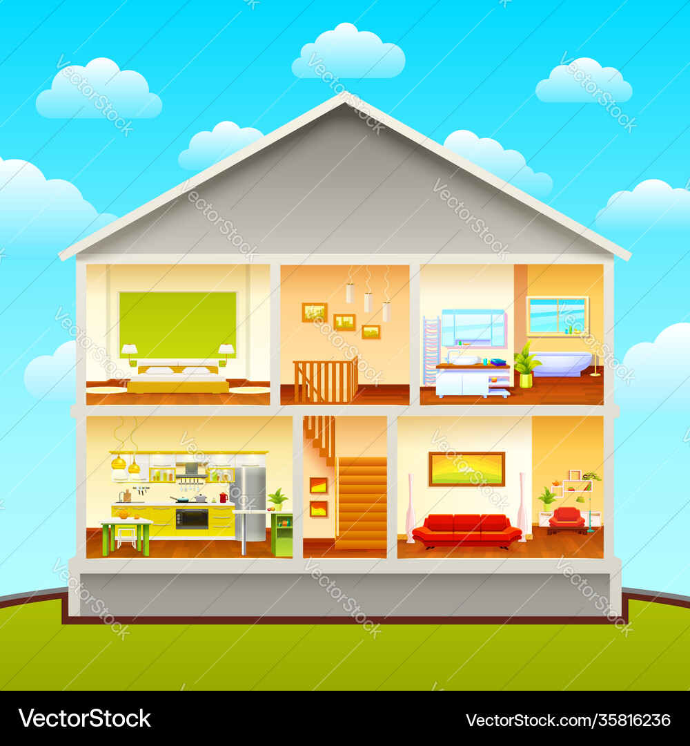 House interiors design composition Royalty Free Vector Image
