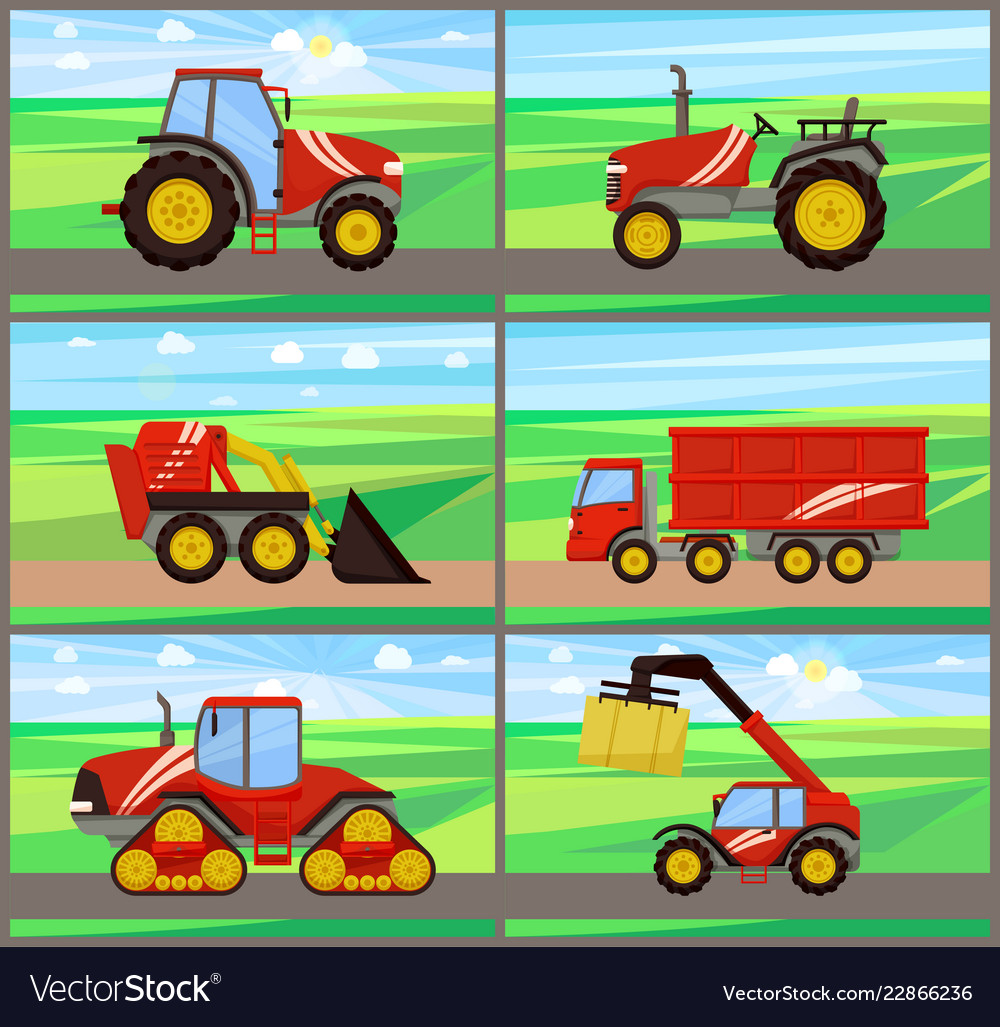 Loader and tractor agriculture Royalty Free Vector Image