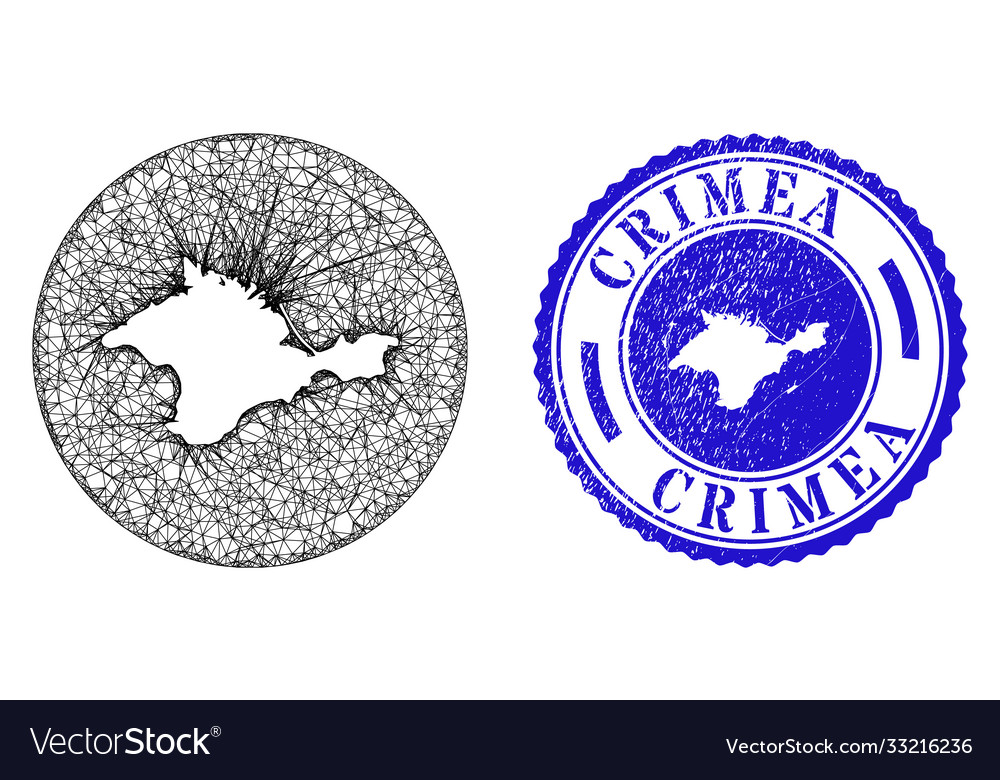 Mesh net subtracted crimea map and scratched round Vector Image Mesh net subtracted crimea map and scratched round