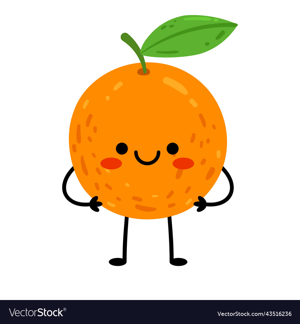 Orange smiles cute cartoon character Royalty Free Vector