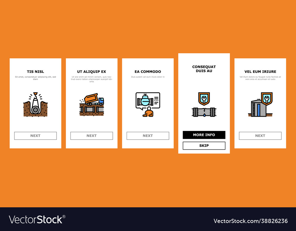 Pipeline construction onboarding icons set