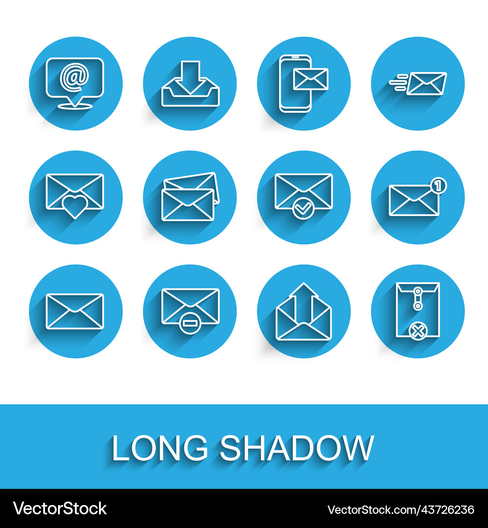 Set line envelope delete envelope mail and e Vector Image