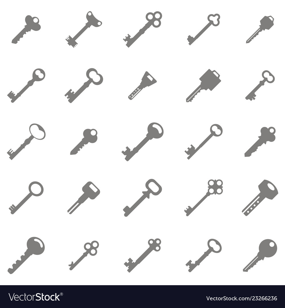 Set of monochrome icons with keys