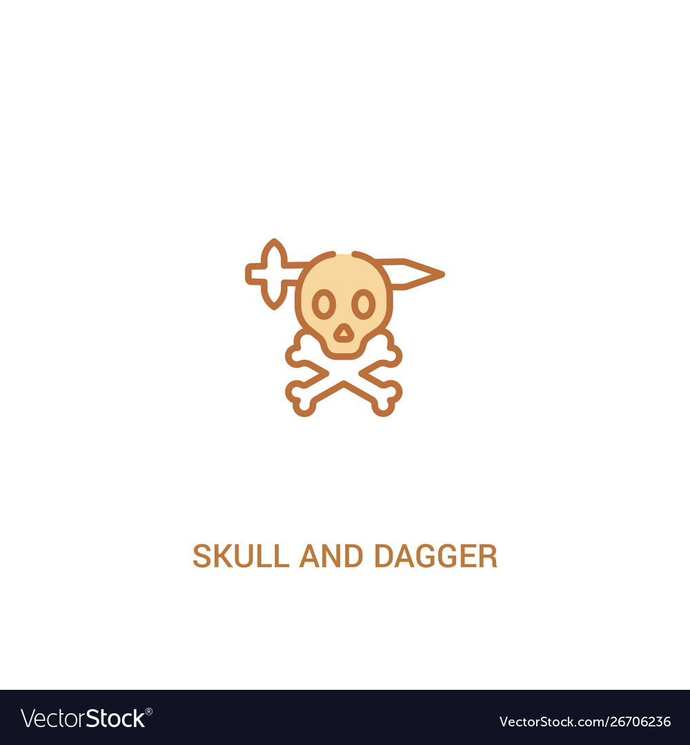 Skull and dagger concept 2 colored icon simple vector image Skull and dagger concept 2 colored icon simple