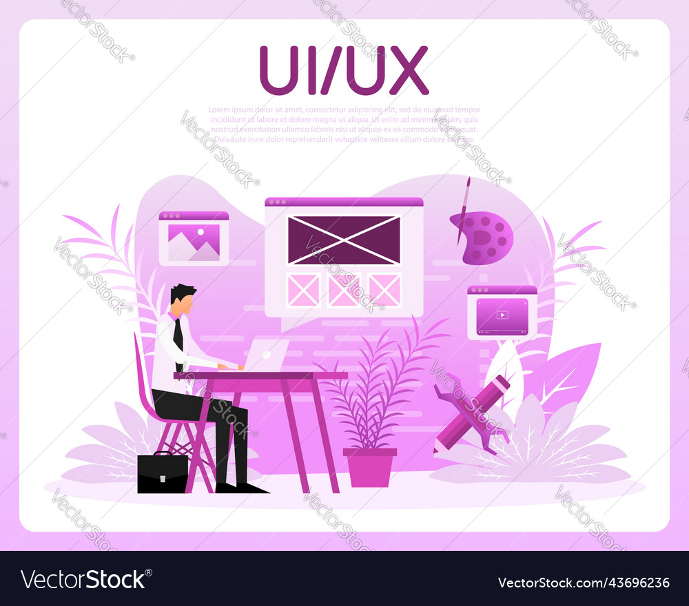 Web ui-ux design development digital vector image Web ui-ux design development digital