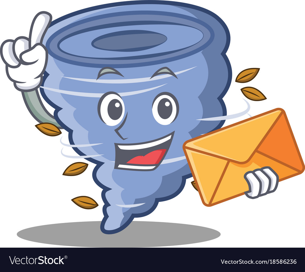 With envelope tornado character cartoon style