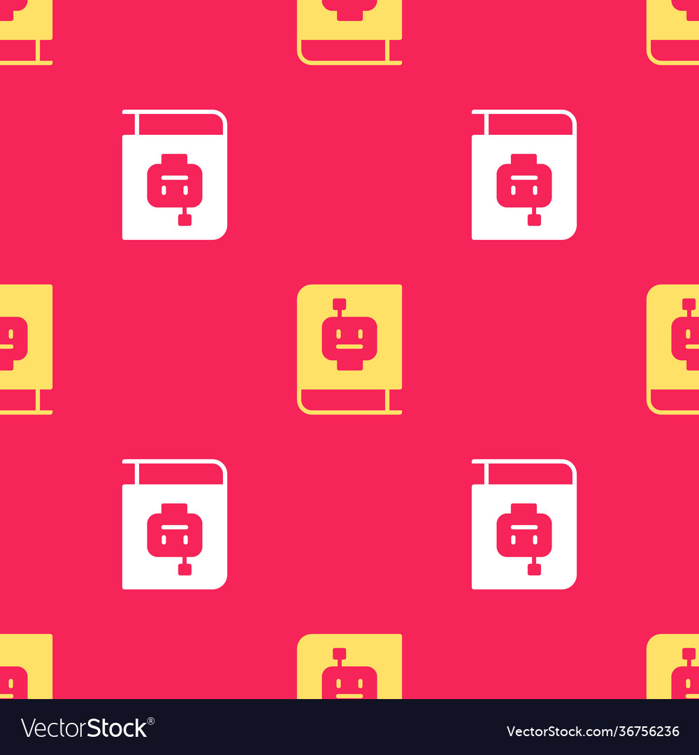Yellow user manual icon isolated seamless pattern vector image Yellow user manual icon isolated seamless pattern